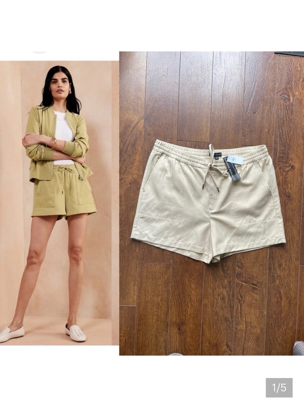 NWT Large Banana Republic Linen Cotton Blend Cargo Stretch Waist Shorts. Pockets